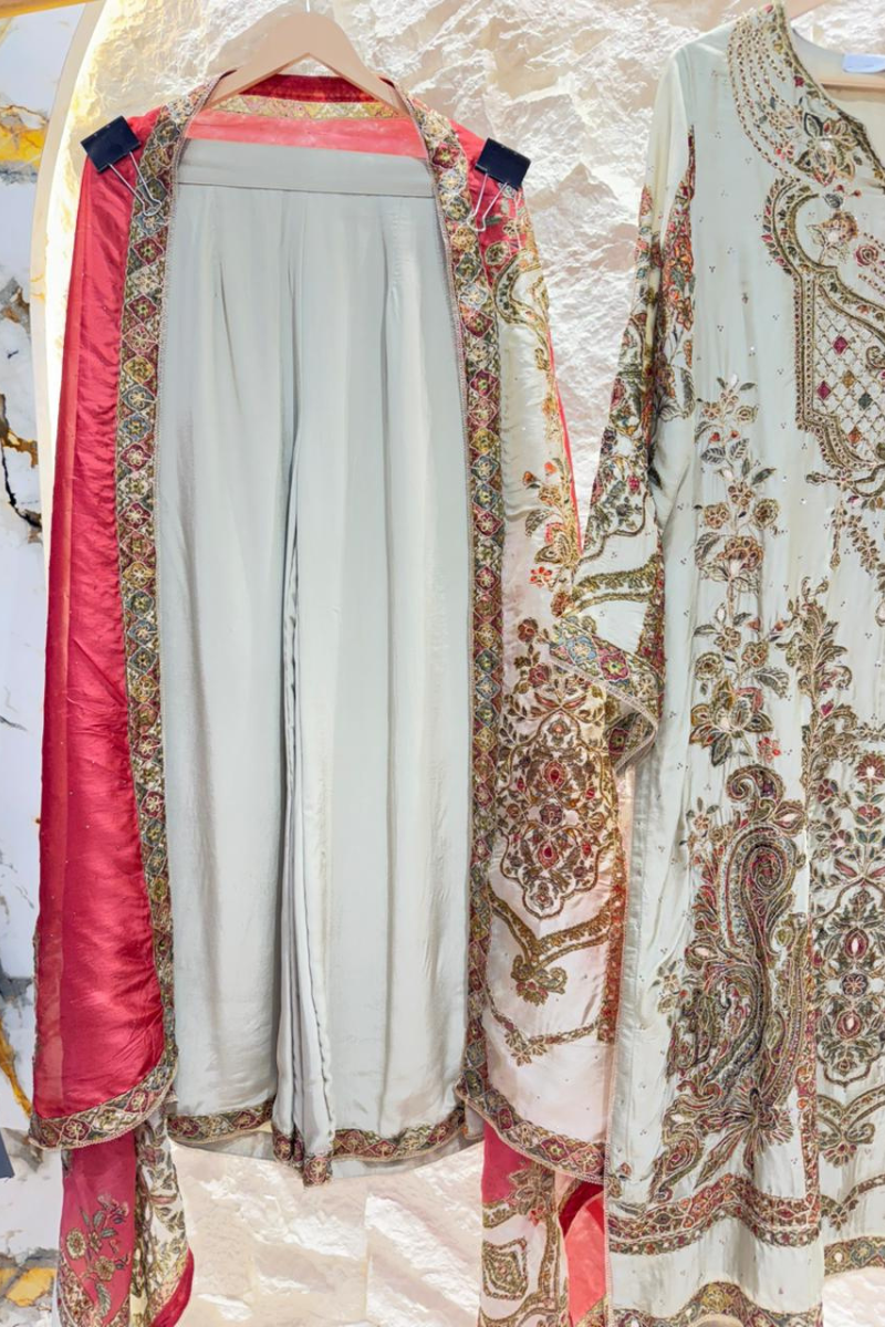 "ZARMIN IVORY EMBROIDERED SUIT" image 3