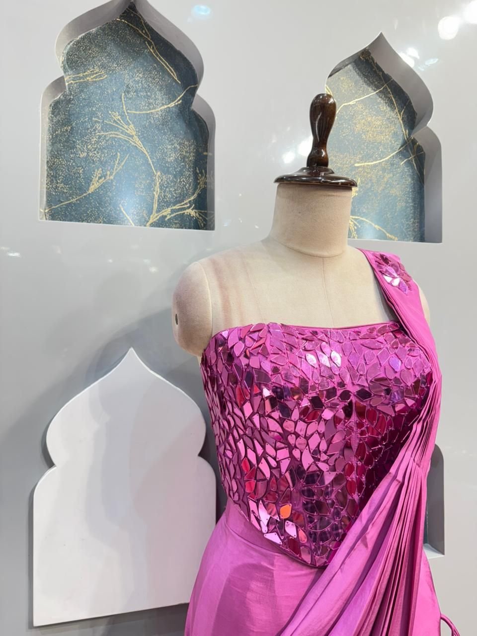 "FUCHSIA GLAM DRAPE SAREE" image 2