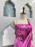 "FUCHSIA GLAM DRAPE SAREE" image 2