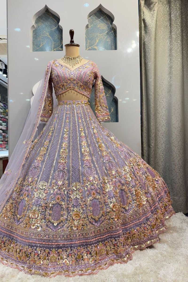 "ROYAL LAVENDER HEIRLOOM LEHENGA" image 4