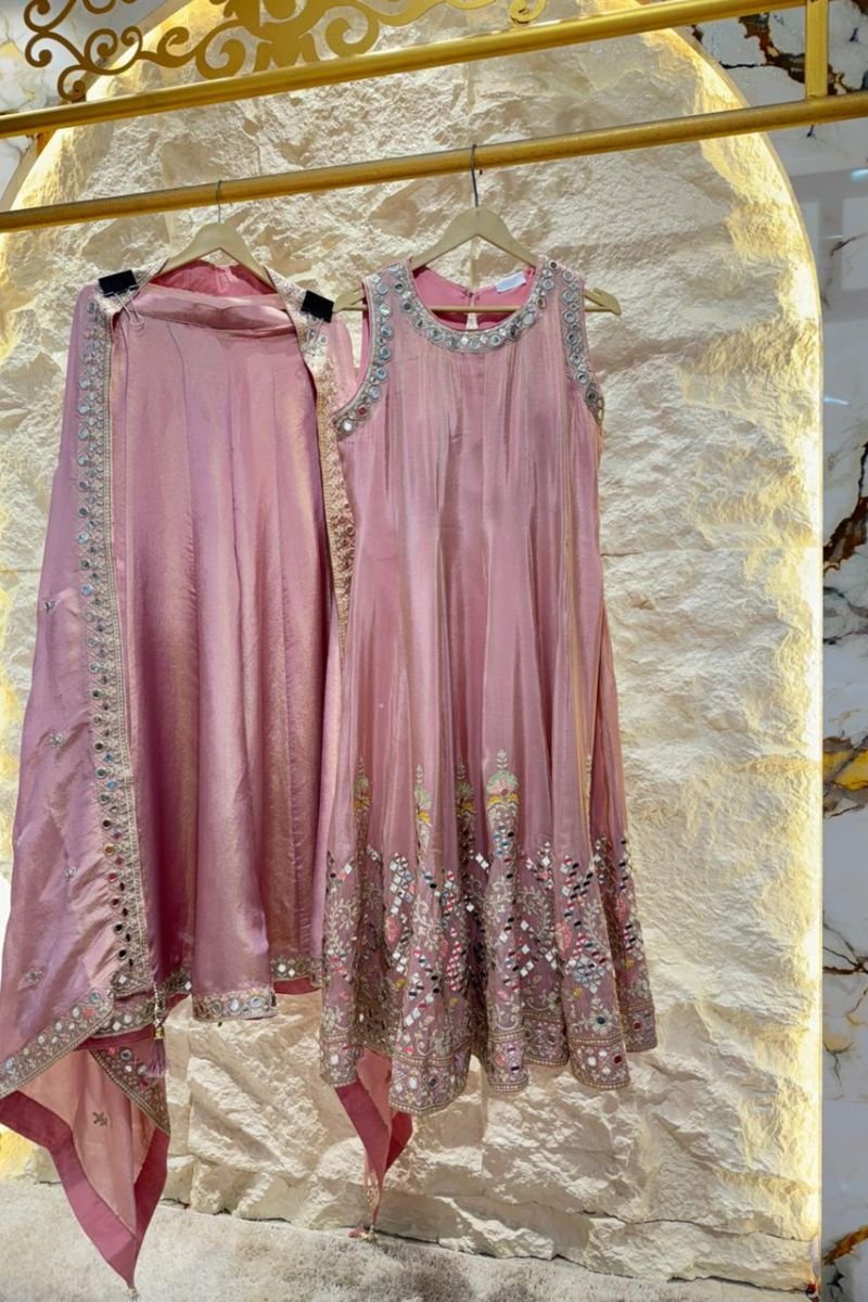 "BLUSH MIRROR GLOW SHARARA SET" image 0