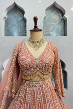 "BLUSH ROSE GOLD HEAVILY EMBROIDERED LEHENGA" image 1