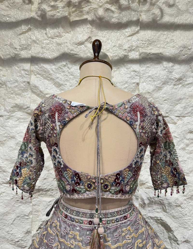 "ETHEREAL GARDEN GREY LEHENGA" image 5