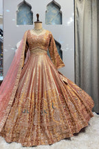 "REGAL ROSE GOLD PEACOCK LEHENGA" image 3
