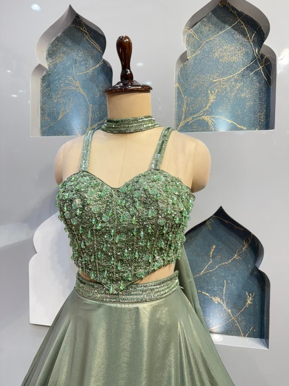 "SAGE SHIMMER DESIGNER LEHENGA" image 2