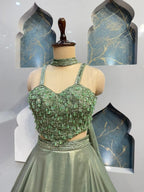 "SAGE SHIMMER DESIGNER LEHENGA" image 2