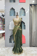 "EMERALD ROYALE DRAPE SAREE" image 0