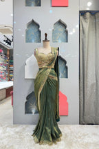 "EMERALD ROYALE DRAPE SAREE" image 0