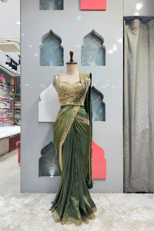 "EMERALD ROYALE DRAPE SAREE" image 0