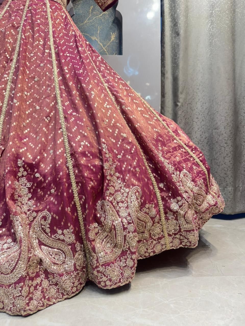 "ROYAL MAGENTA EMBROIDERED LEHENGA" image 4