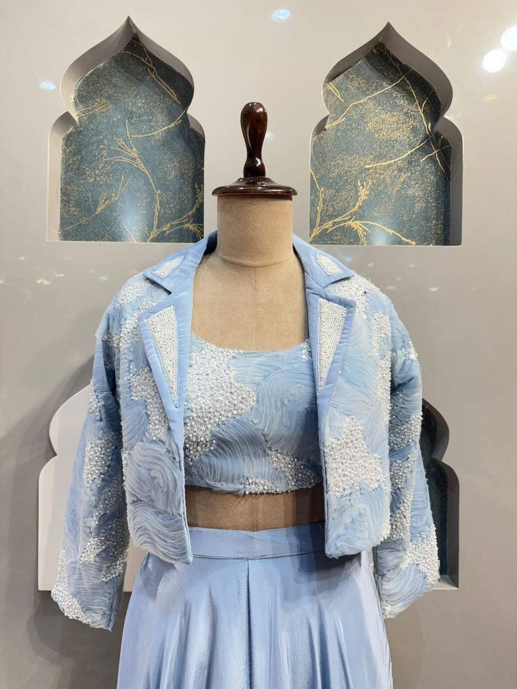 " SKY BLUE CONTEMPORARY INDO-WESTERN" image 1