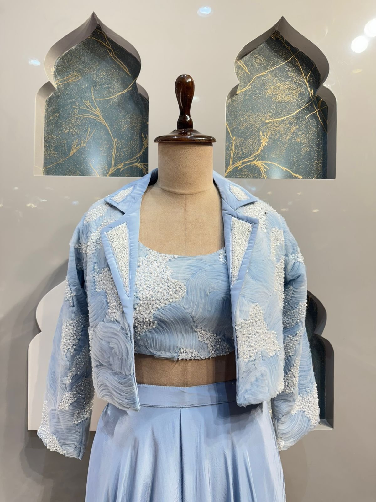 " SKY BLUE CONTEMPORARY INDO-WESTERN" image 1
