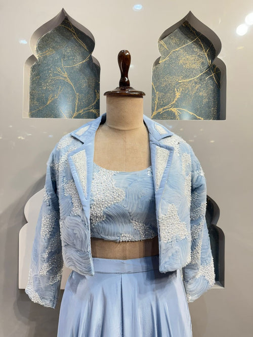 " SKY BLUE CONTEMPORARY INDO-WESTERN" image 1