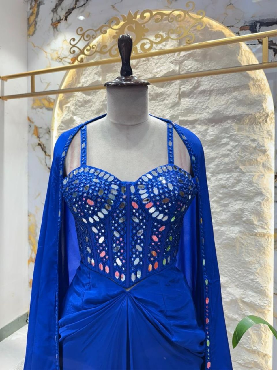 "ROYALE SAPPHIRE MIRROR WORK INDO- WESTERN"SDS image 1