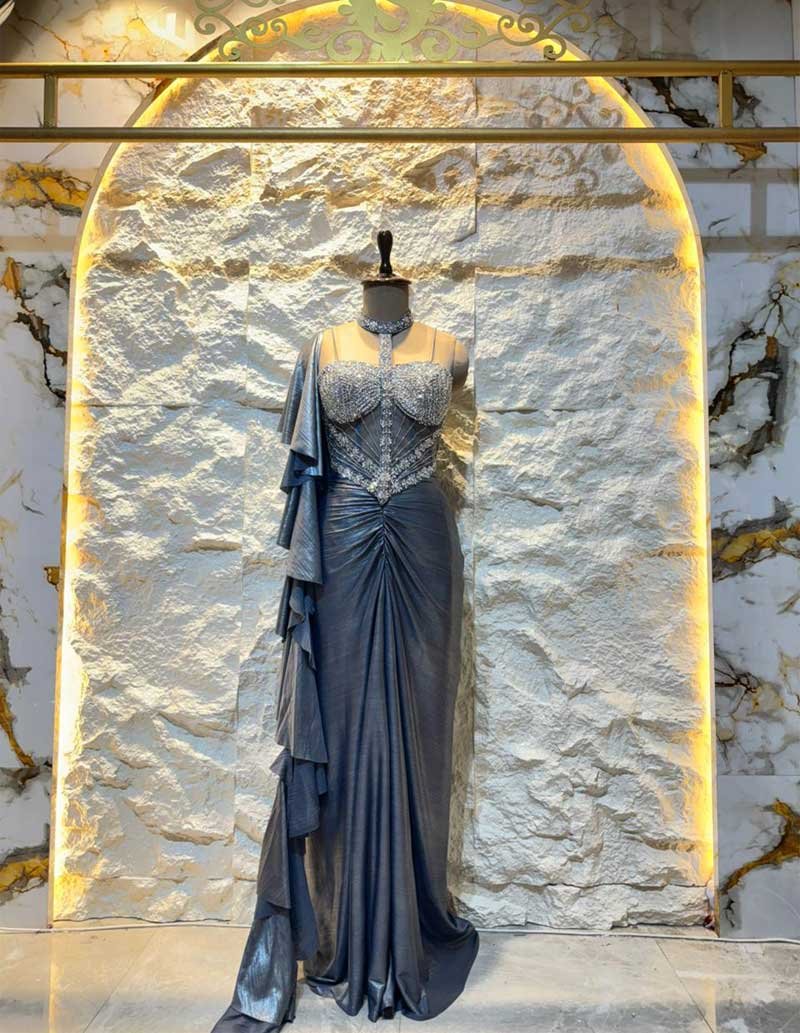 "STEEL GREY GLAM INDO WESTERN" image 0