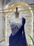 "MIDNIGHT ROYALE EMBELLISHED DRAPE SAREE" image 1