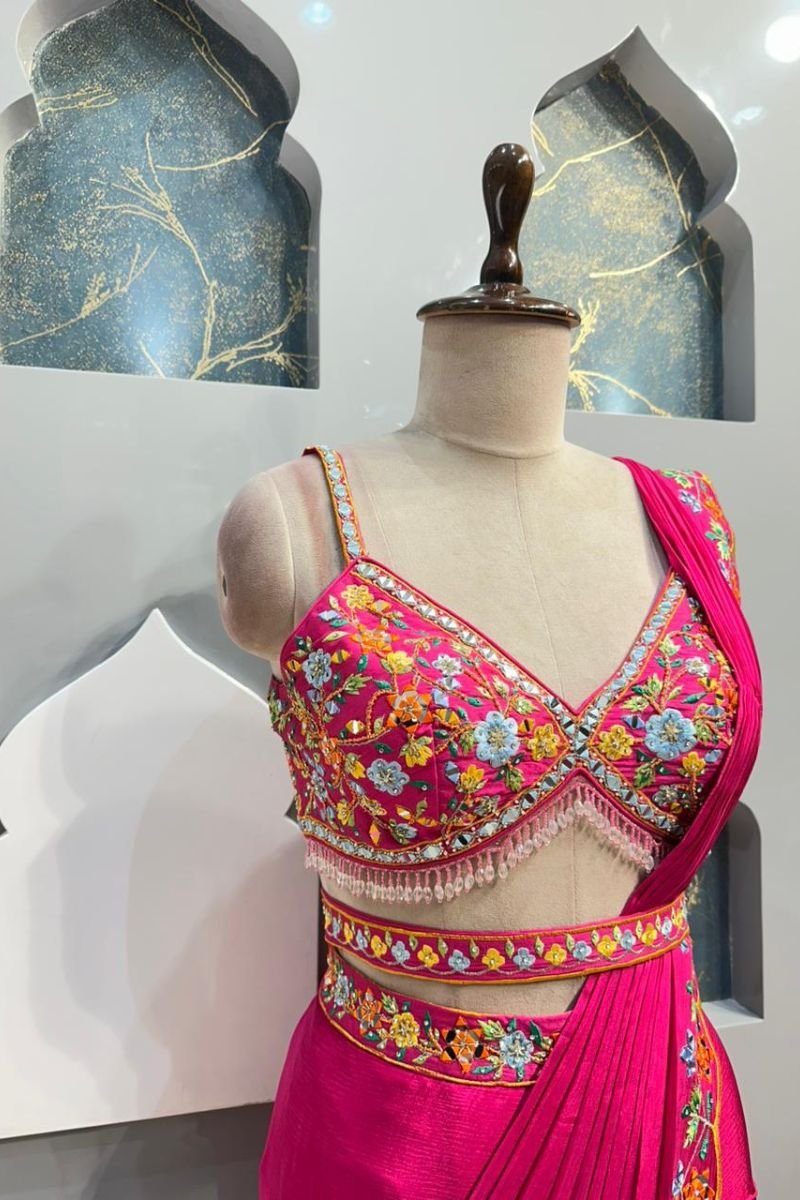 "FUCHSIA BLOOM DRAPE SAREE" image 2