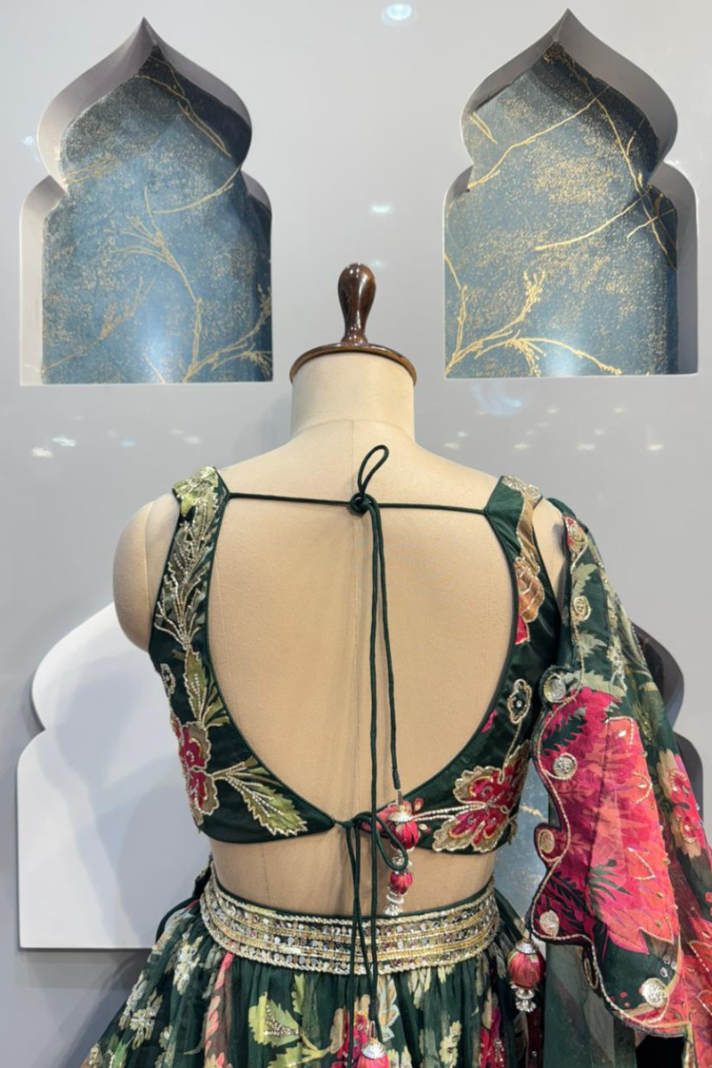 "ROYAL FERN BLOSSOM LEHENGA" image 5
