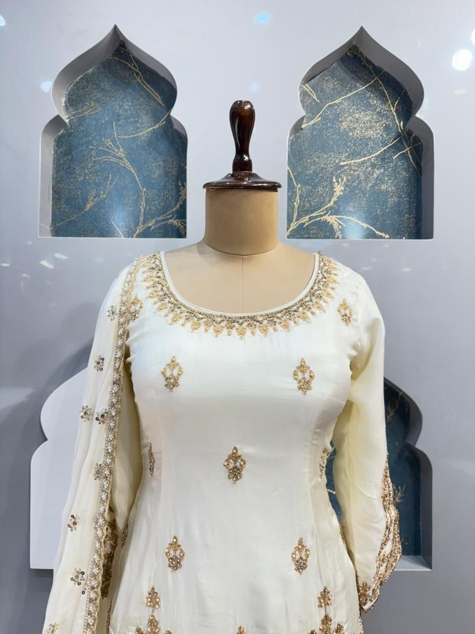 "IVORY GOLD ROYAL SHARARA GARARA SUIT" image 1
