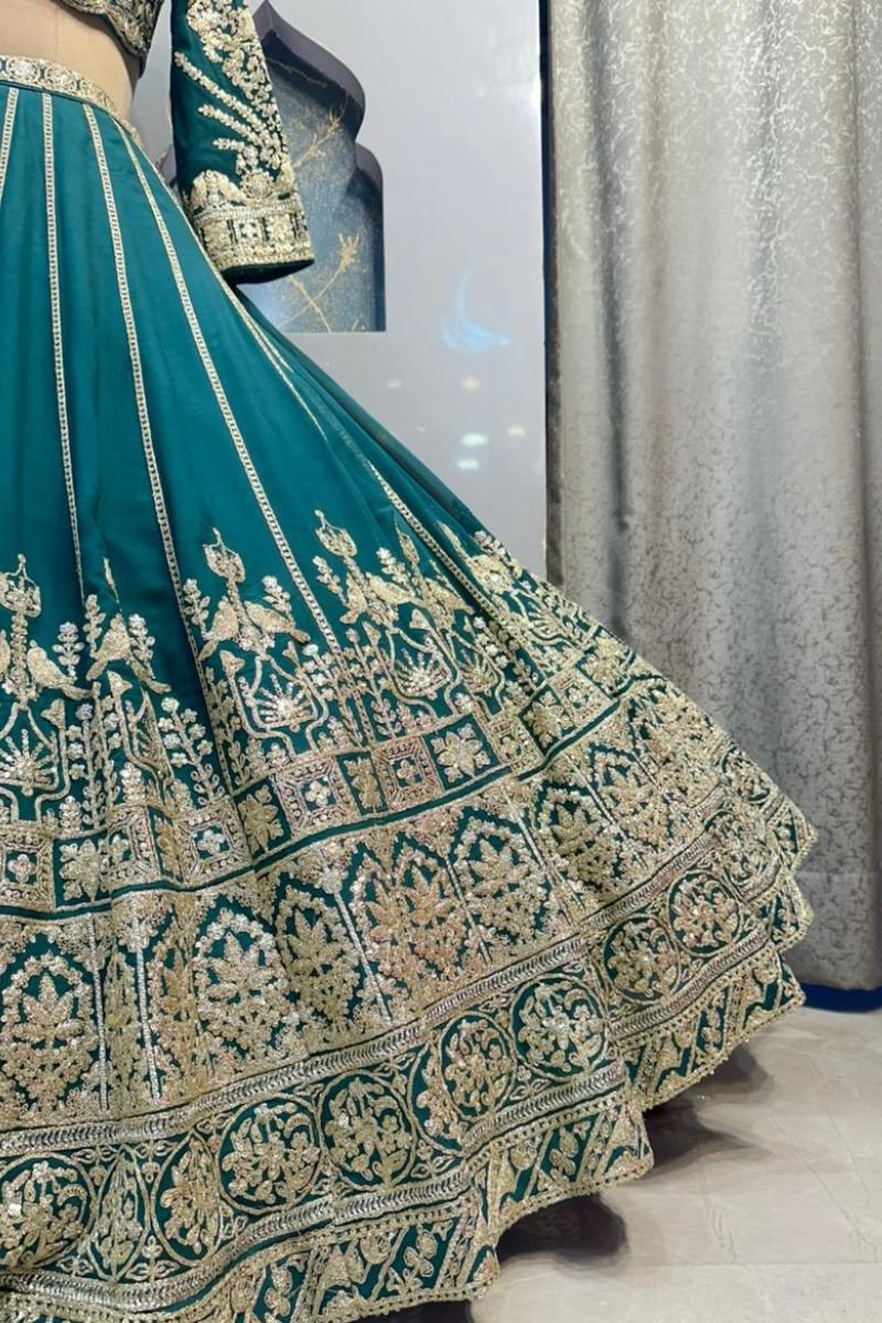 "TEAL ZARI ELEGANCE LEHENGA" image 3