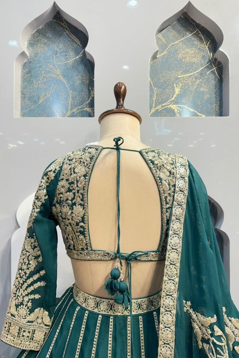 "TEAL ZARI ELEGANCE LEHENGA" image 5