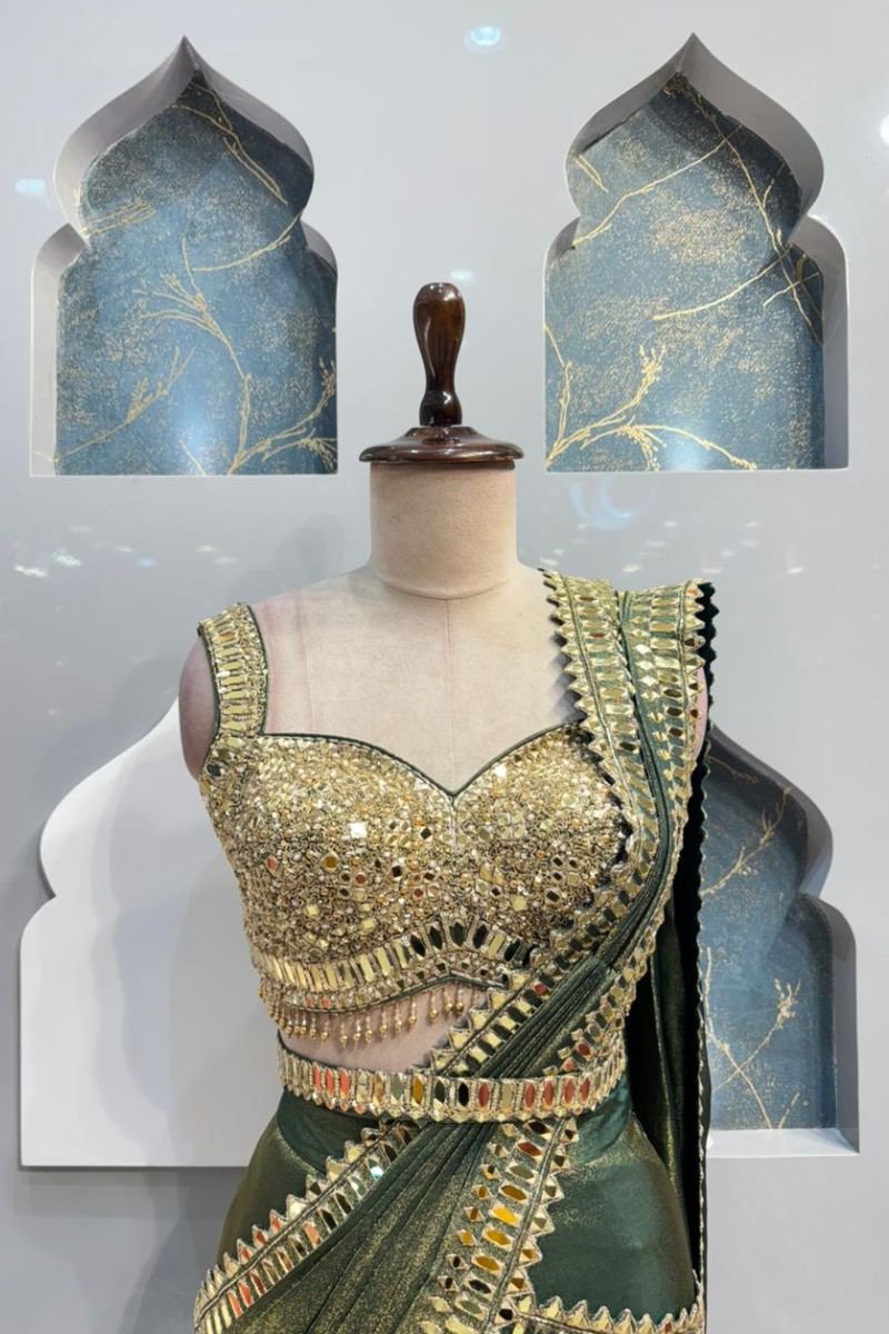 "EMERALD ROYALE DRAPE SAREE" image 1
