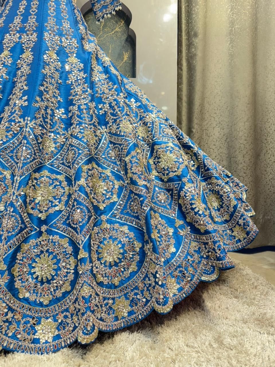 "CELESTIAL BLUE ZARDOZI LEHENGA" image 4