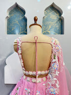 "BLUSH PINK FLORAL EMBROIDERED LEHENGE" image 5