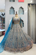 "ROYAL TEAL ZARI MAJESTY LEHENGA" image 0