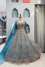 "ROYAL TEAL ZARI MAJESTY LEHENGA" image 0