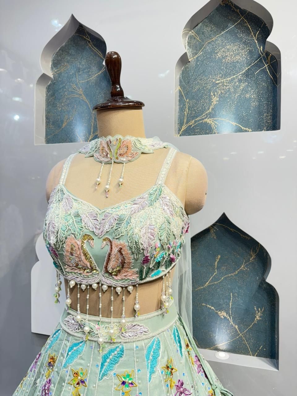 "MINT TO LAVENDER OMBRE LEHENGA" image 2