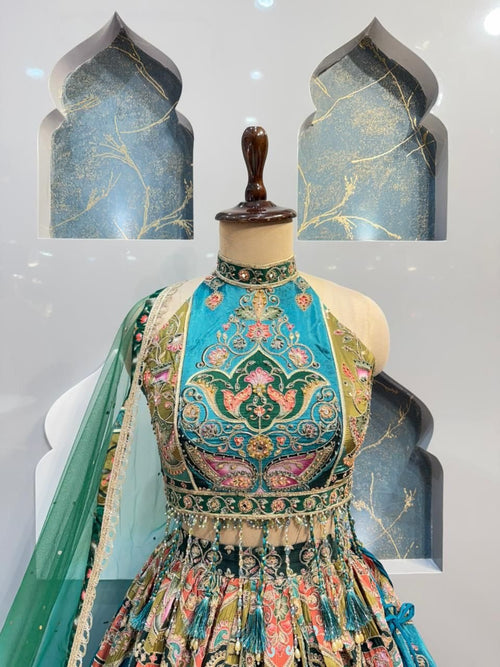 "ROYAL TURQUOISE HERITAGE LEHENGA" image 1