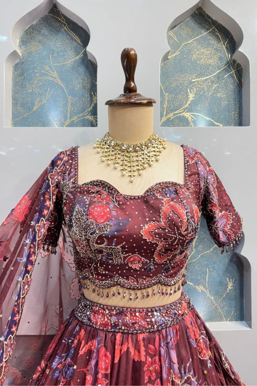 "WINE BLOOSOM LEHENGA" image 1