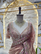 "ROSE GOLD RADIANCE EMBELLISHED SAREE" image 1