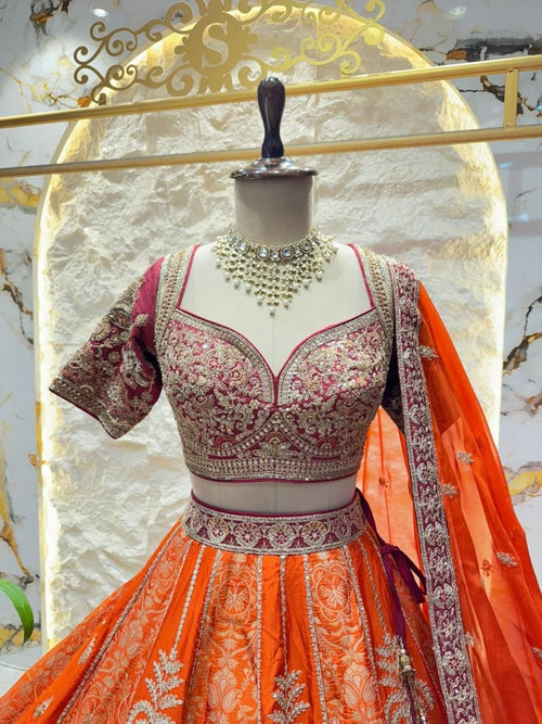 "SUNSET ROYALE EMBROIDERED LEHENGA" image 1