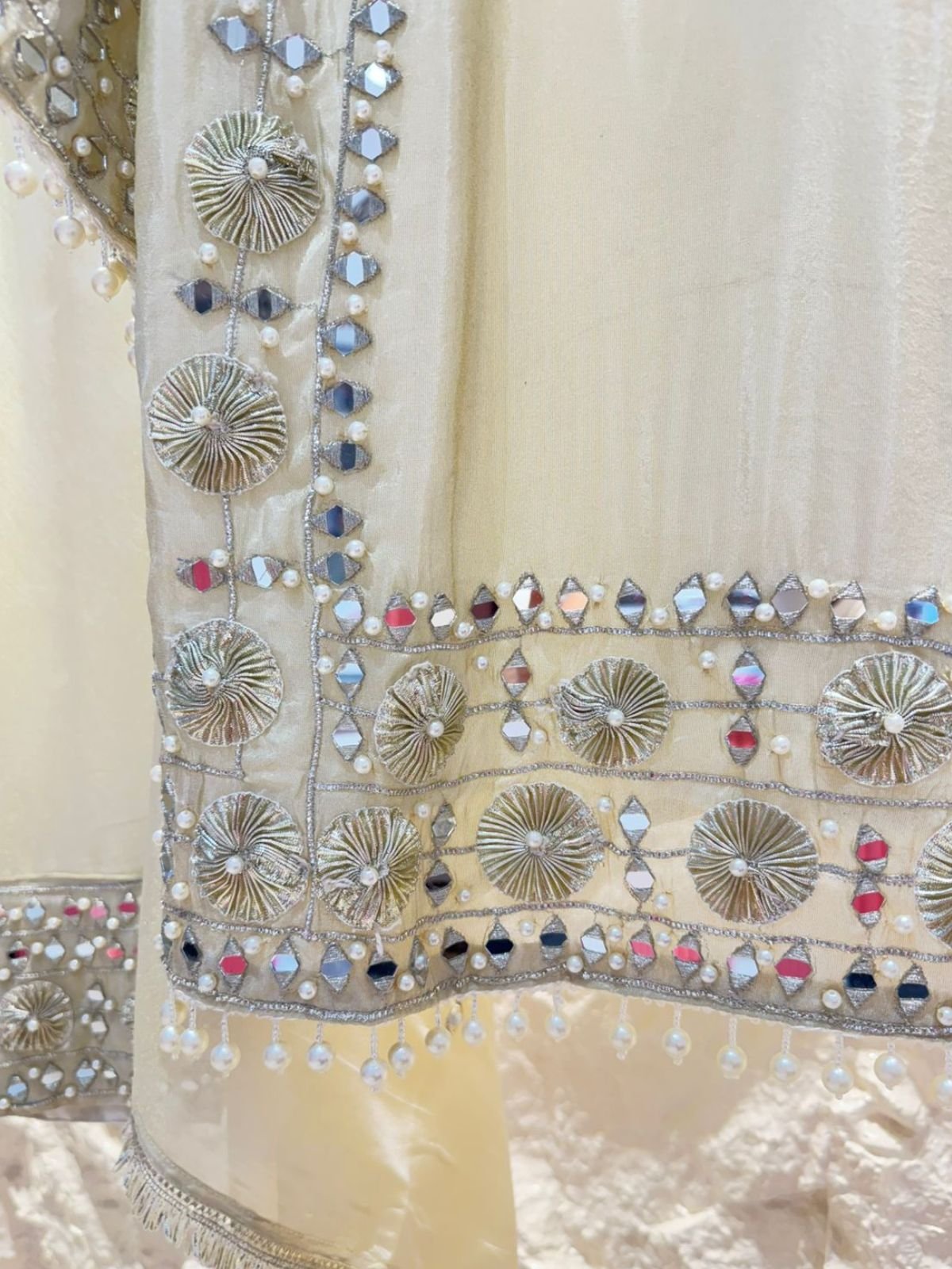 "IVORY MIRROR EMBELLISHED SUIT" image 3