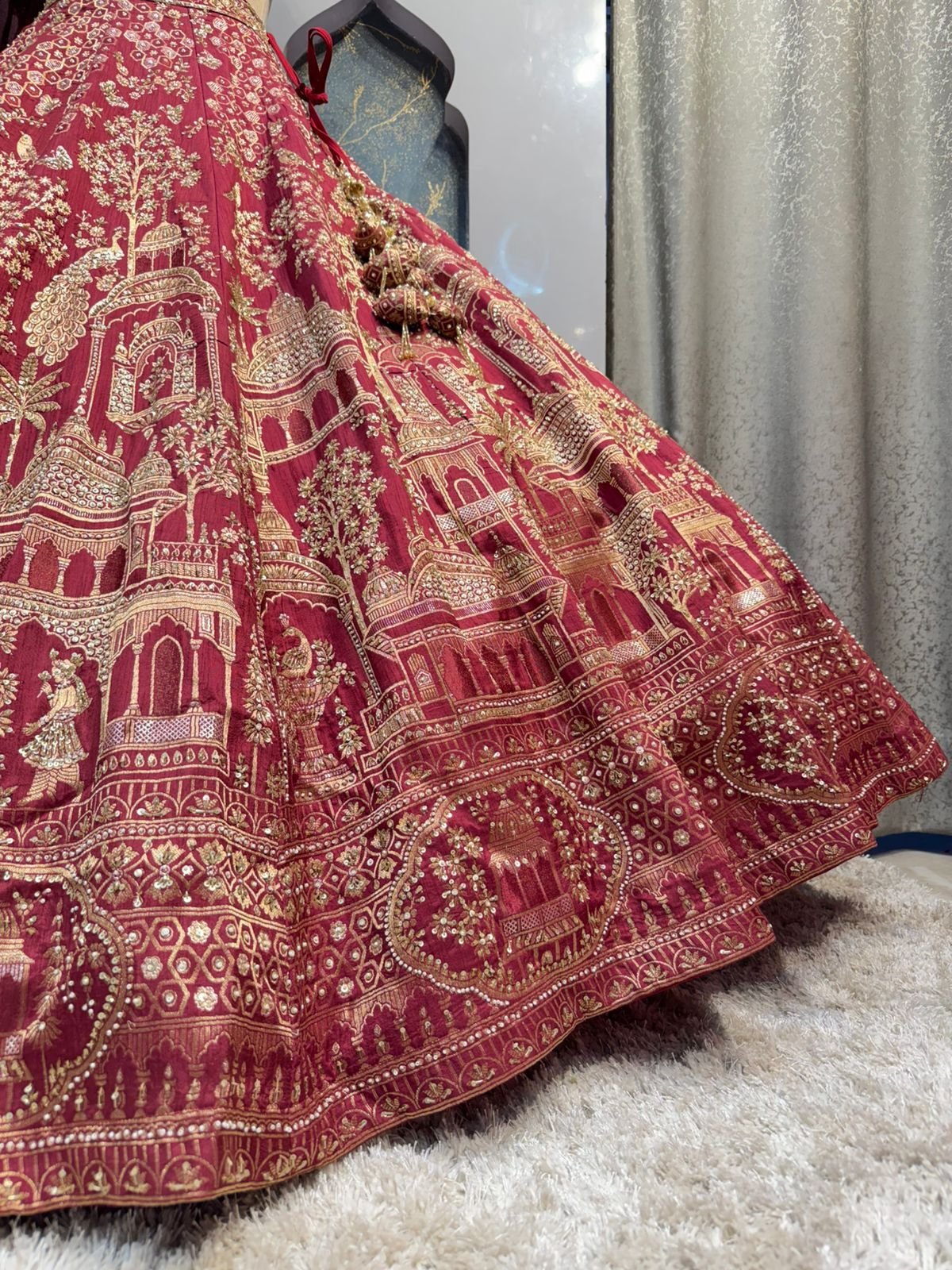 "ROYAL MAROON HERITAGE BRIDAL LEHENGA" image 3