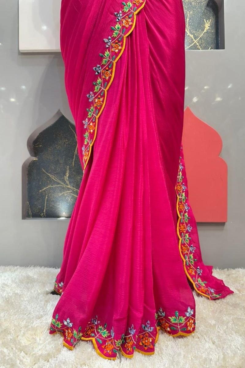 "FUCHSIA BLOOM DRAPE SAREE" image 3