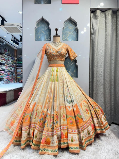 "PEACH GARDEN ROYALE LEHENGA" image 0