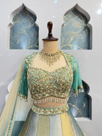 "AQUA GOLD REGAL PANELLED LEHENGA" image 1