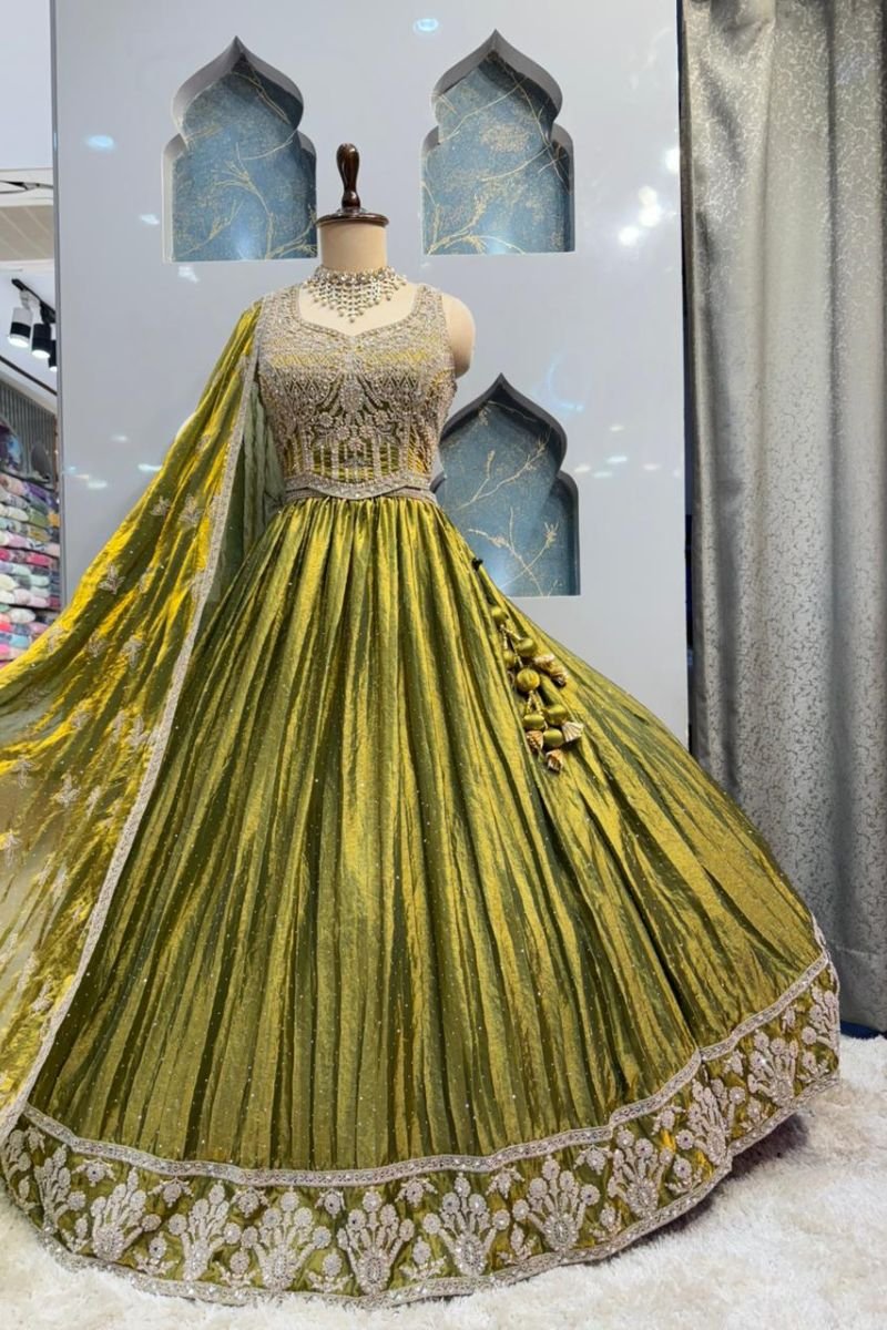 "MEHNDI GLOW OLIVE LEHENGA" image 4