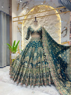 "REGAL TEA GREEN LEHENGA" image 0