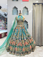 "ROYAL TURQUOISE HERITAGE LEHENGA" image 0