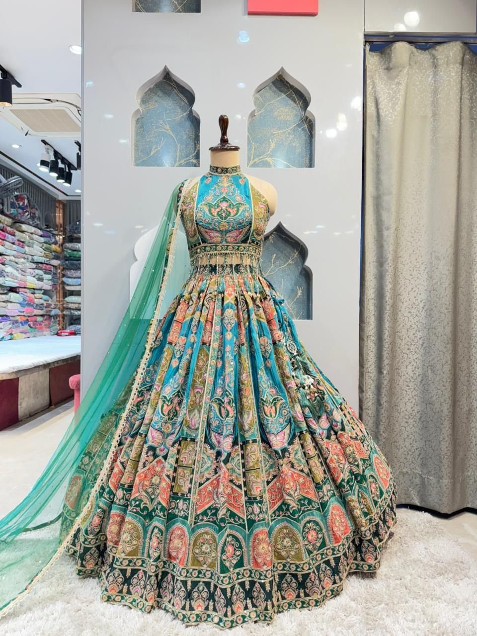 "ROYAL TURQUOISE HERITAGE LEHENGA" image 0