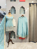 "SKY BLUE ZARI ELEGANCE SHARARA"