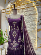 "ROYAL PLUM EMBROIDERED SHARARA"