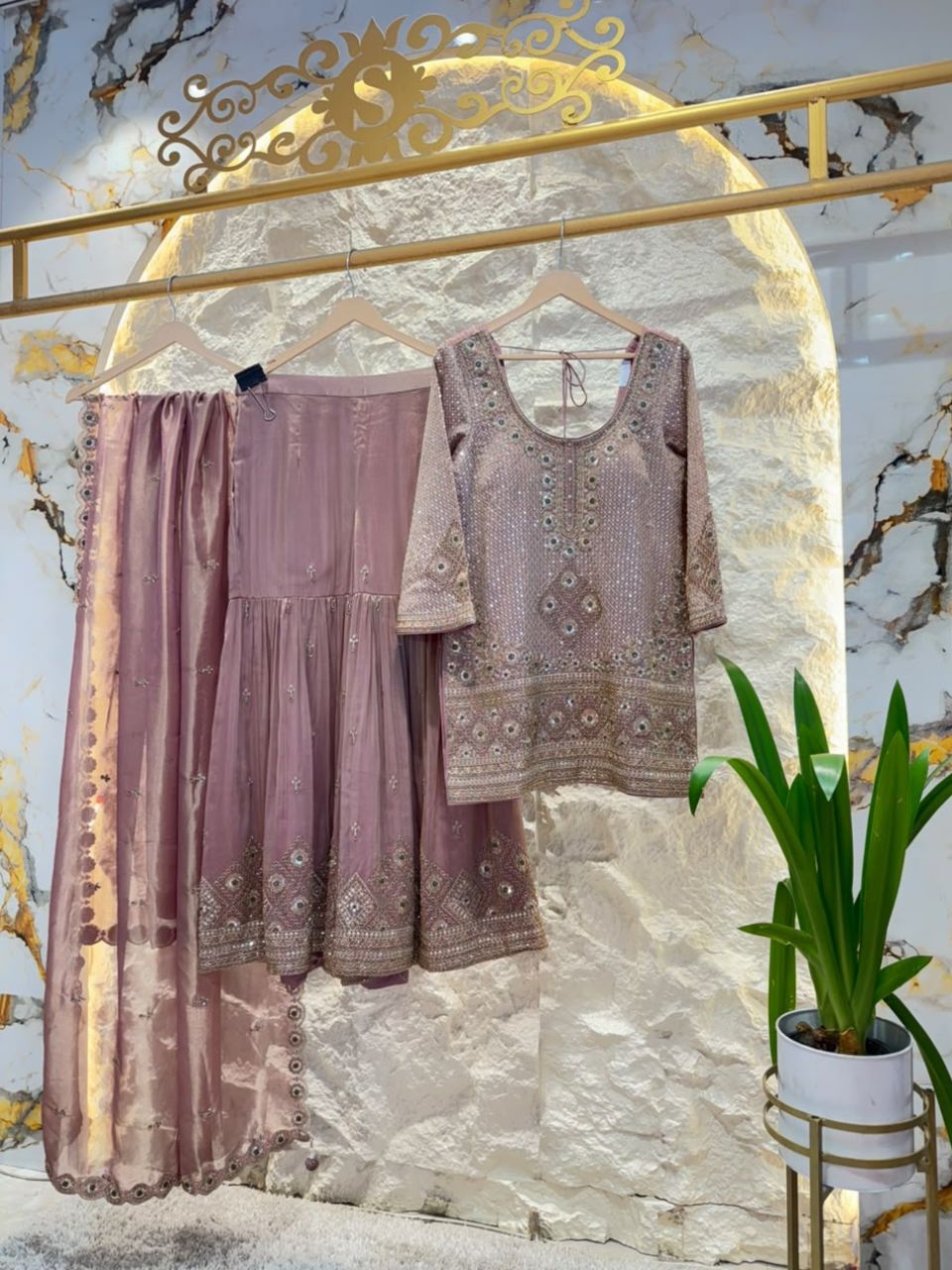 "MAUVE MIRAGE EMBELLISHED SHARARA"