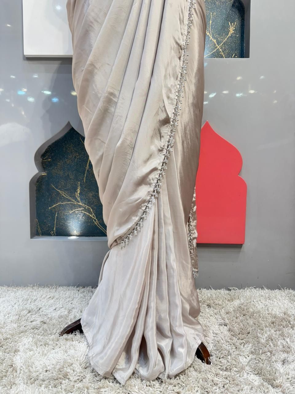 "IVORY RADIANCE DRAPE SAREE"