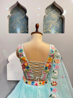 "CELESTIAL BLOOM AQUA LEHENGA"