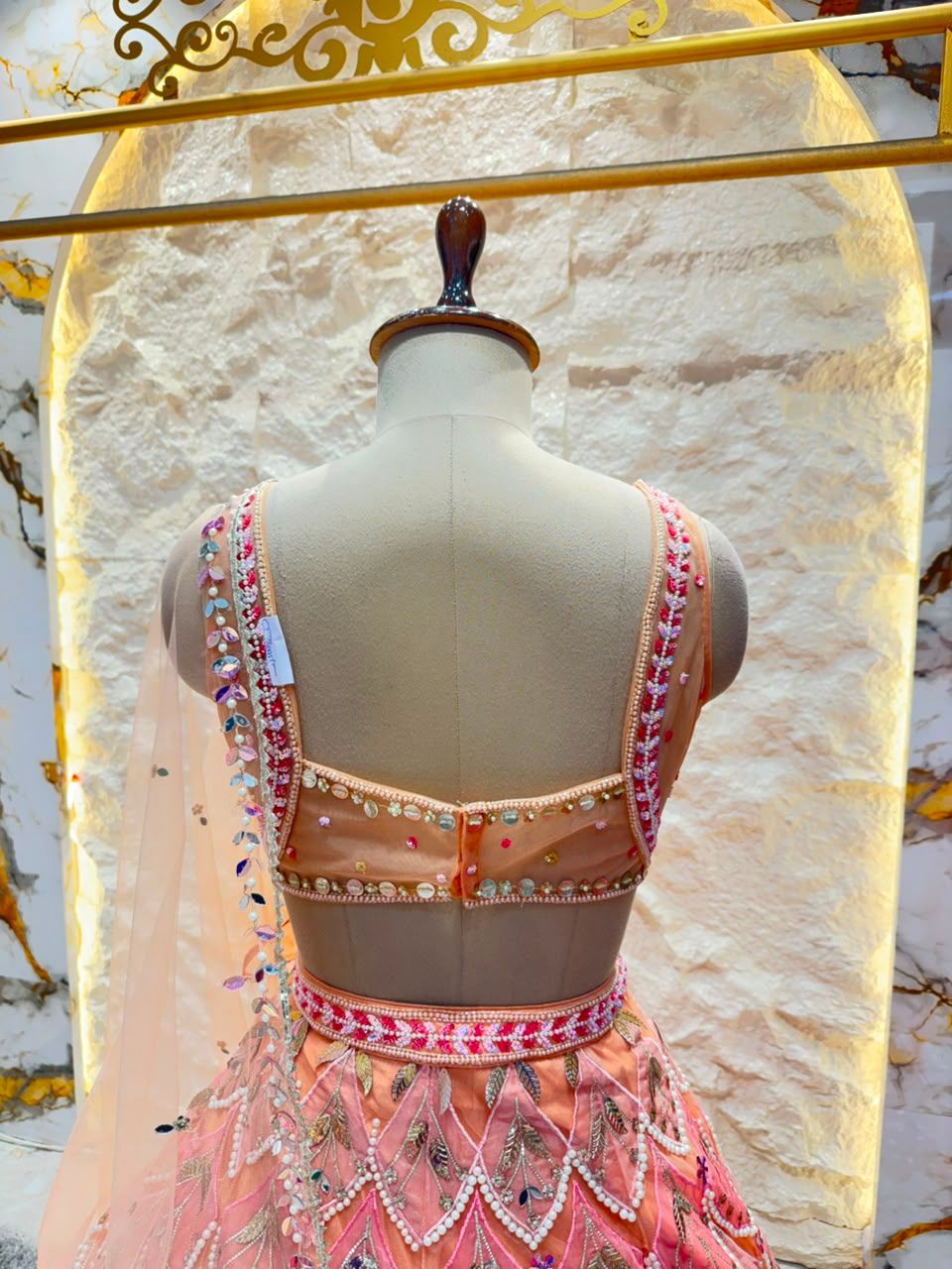 "BLUSH ROYALE MIRRORWORK LEHENGA"